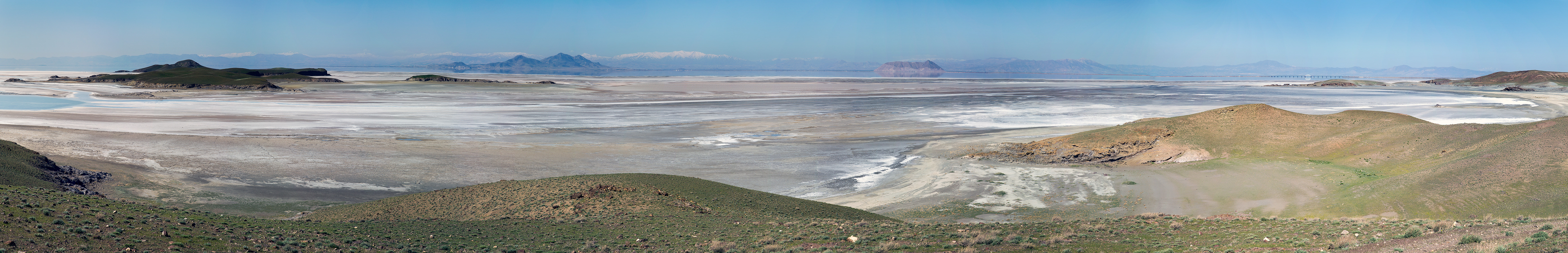 Panoramic view of Lake Urmia from the eastern bank