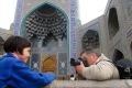 Izabel and Dusko in front of the Shah Mosque in Esfahan