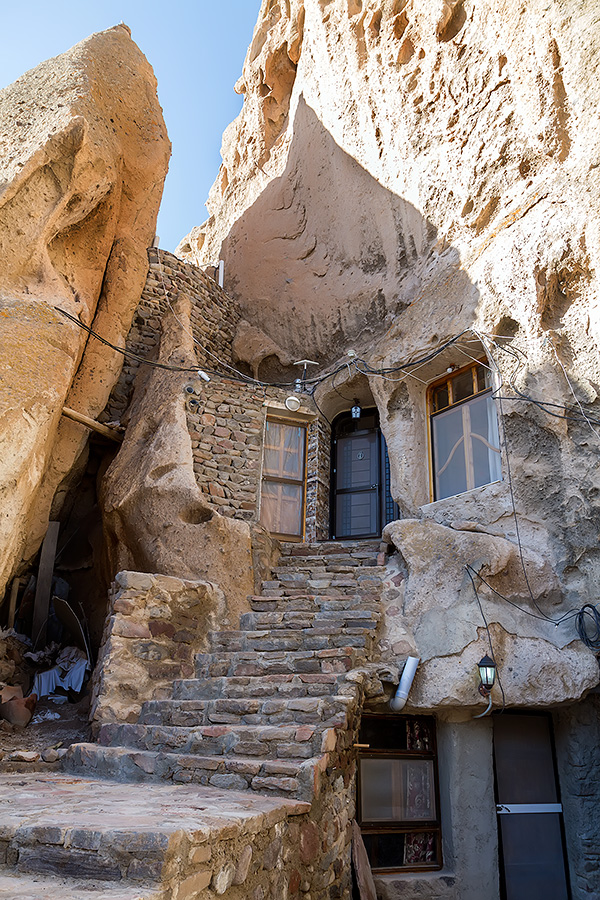 A detail from the village of Kandovan - old dwellings with modern attributes.