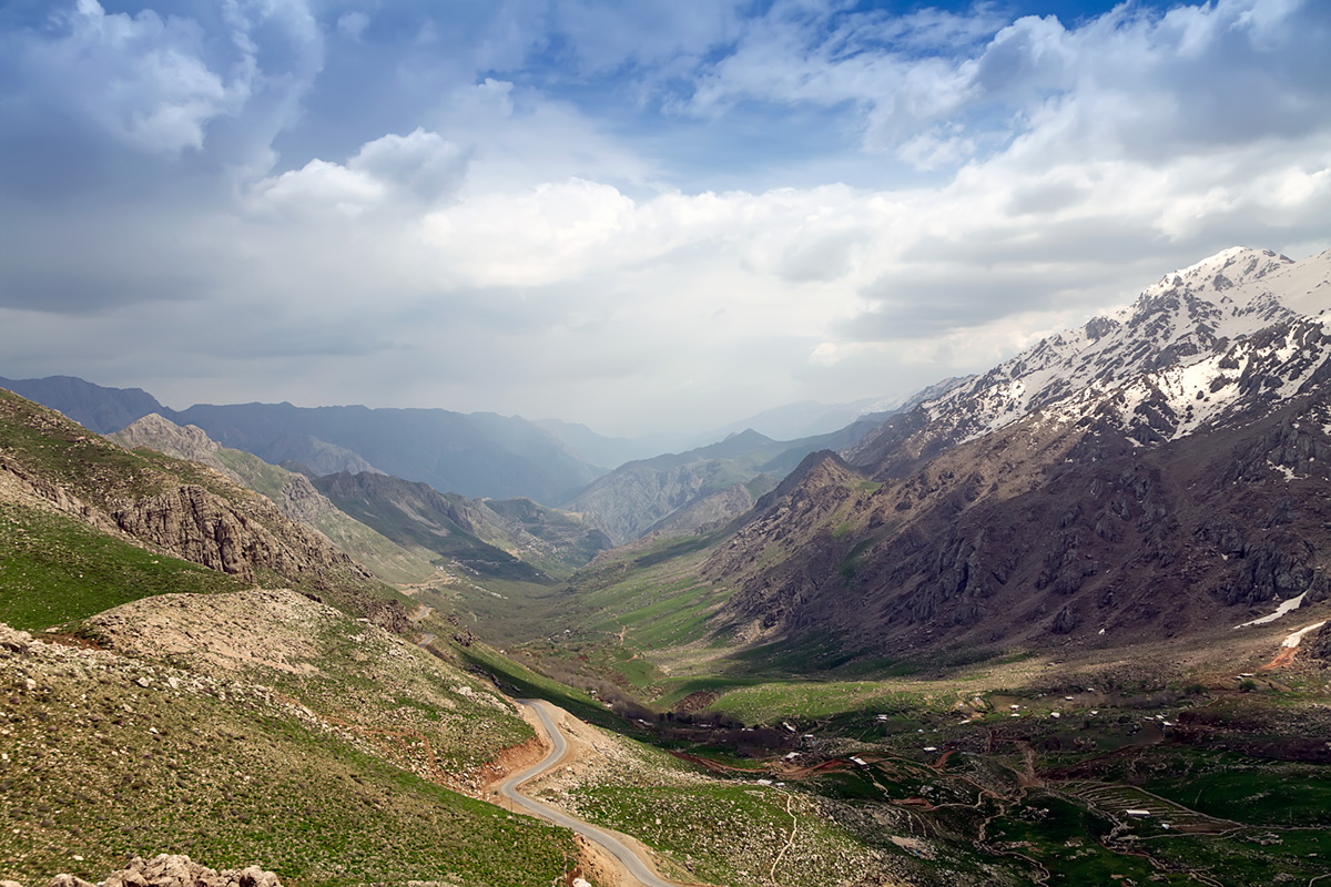 At the top of the pass the view opens on the Hawraman valley, the heart of Kurdistan.