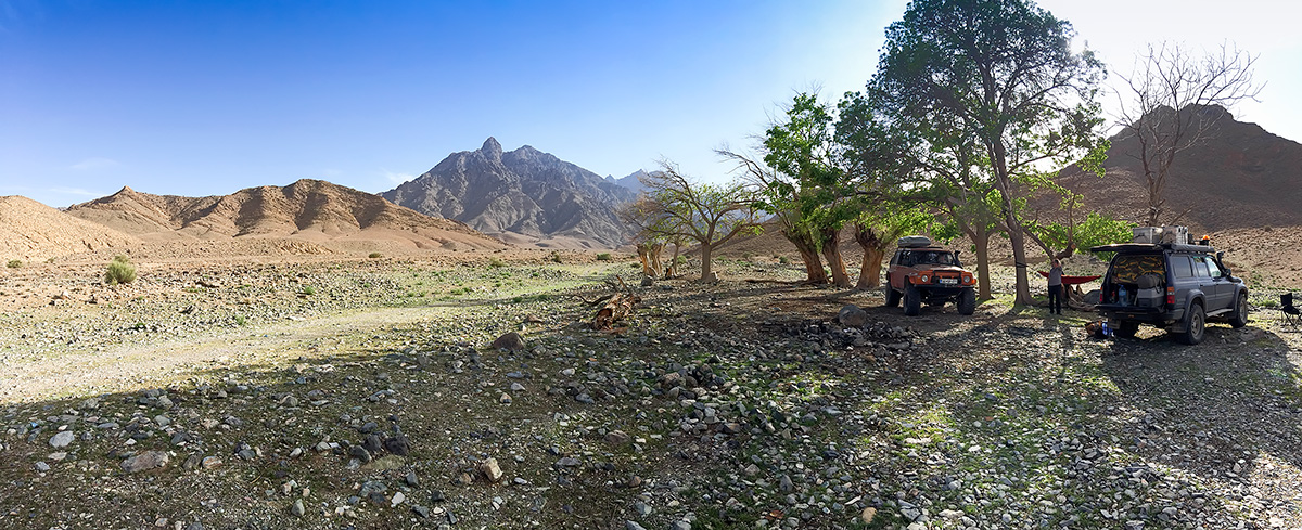 Our bivouac at the hidden oasis under Kuh-e Karkas
